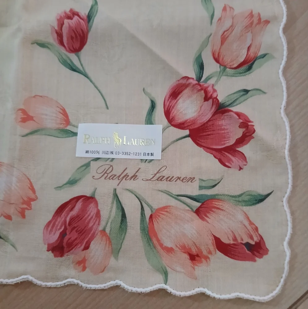 Ralph Lauren Tulip Print Handkerchief! A True Beauty! Beautiful Piece! - Picture 7 of 7